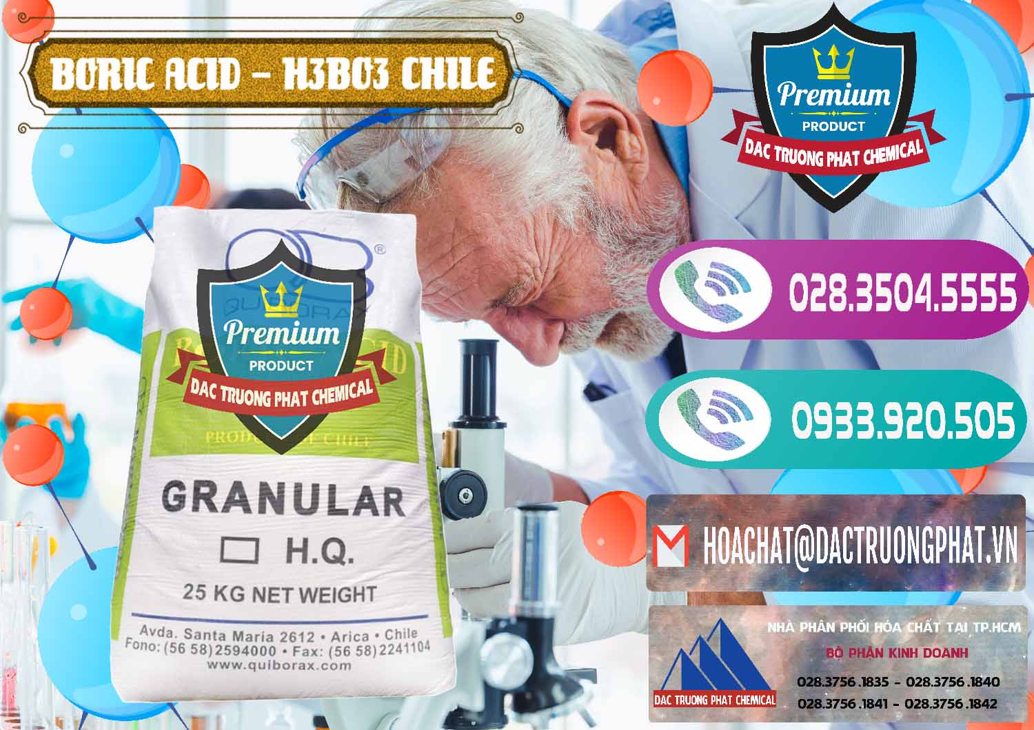 Nơi cung cấp ( bán ) Acid Boric – Axit Boric H3BO3 99% Quiborax Chile - 0281 - Công ty chuyên cung cấp và kinh doanh hóa chất tại TP.HCM - hoachatxulynuoc.com
