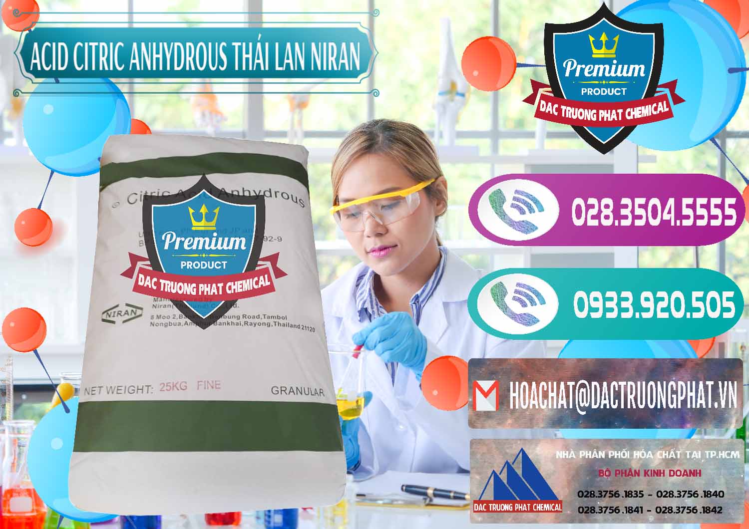 Cty chuyên bán và cung cấp Acid Citric - Axit Citric Anhydrous - Thái Lan Niran - 0231 - Chuyên phân phối - cung cấp hóa chất tại TP.HCM - hoachatxulynuoc.com