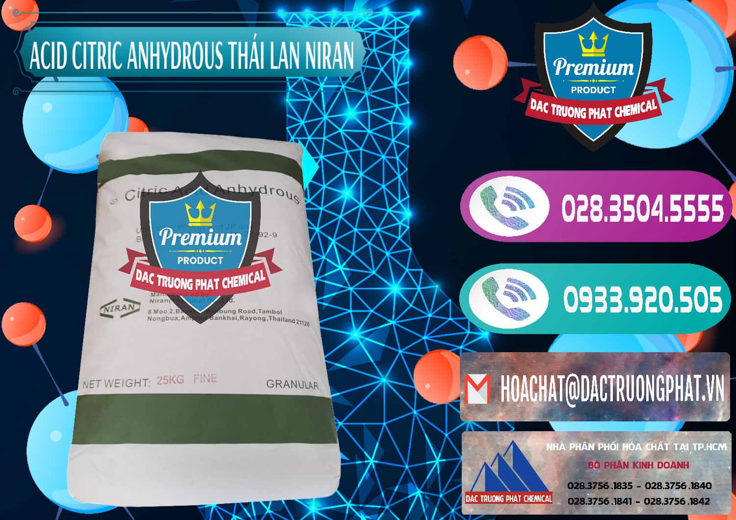 Cty chuyên bán và phân phối Acid Citric - Axit Citric Anhydrous - Thái Lan Niran - 0231 - Công ty cung cấp & kinh doanh hóa chất tại TP.HCM - hoachatxulynuoc.com