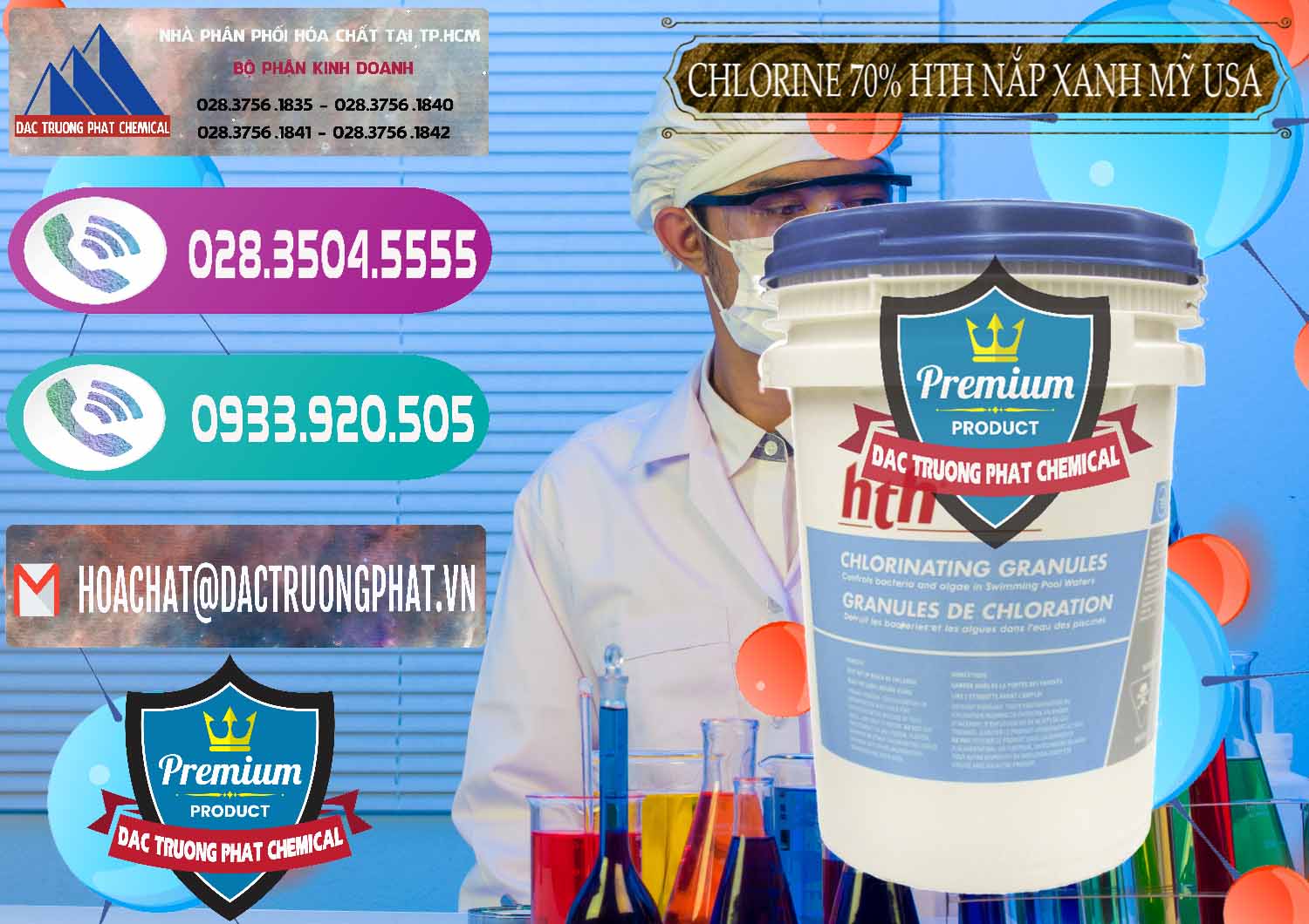 Đơn vị chuyên phân phối - bán Clorin – Chlorine 70% HTH Nắp Xanh Mỹ Usa - 0245 - Công ty cung cấp - phân phối hóa chất tại TP.HCM - hoachatxulynuoc.com