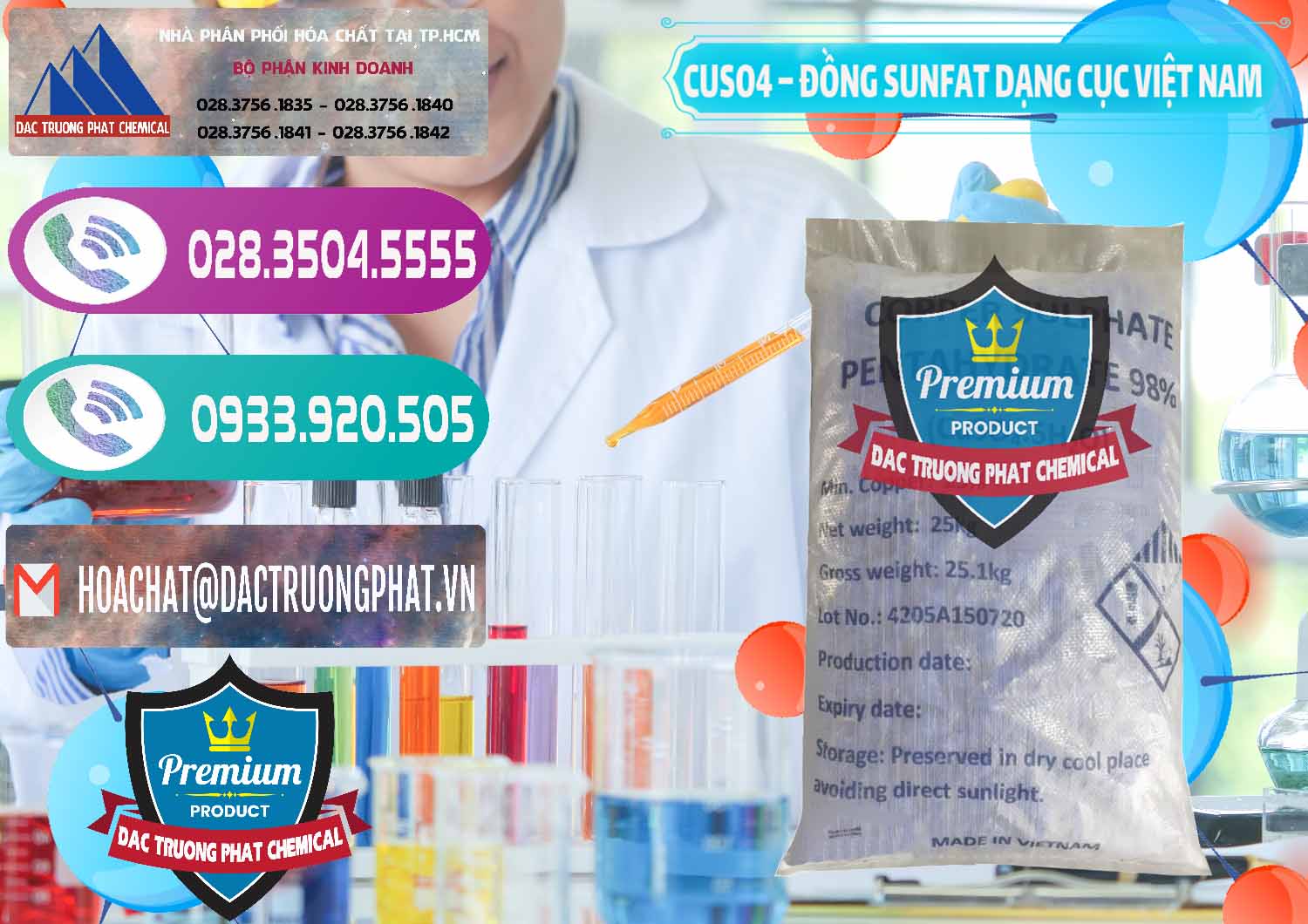 Nơi bán và phân phối CUSO4 – Đồng Sunfat Dạng Cục Việt Nam - 0303 - Nơi cung cấp và kinh doanh hóa chất tại TP.HCM - hoachatxulynuoc.com