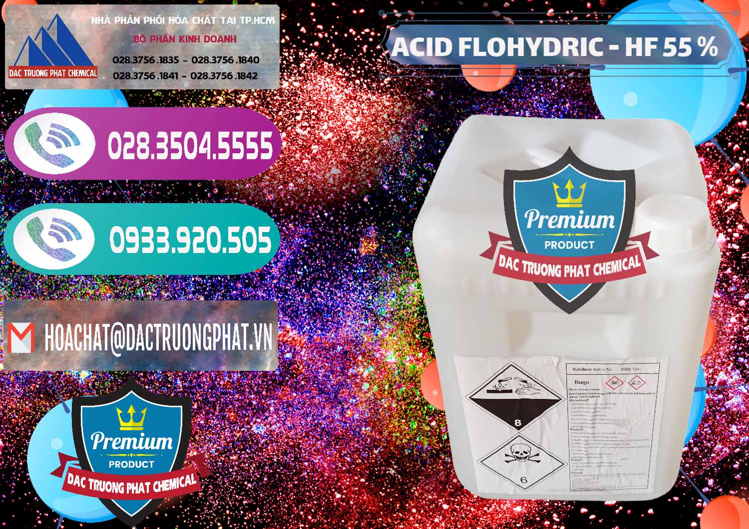 Cty chuyên kinh doanh và bán Axit HF - Acid HF 55% Can Trắng Trung Quốc China - 0079 - Nơi chuyên cung cấp ( nhập khẩu ) hóa chất tại TP.HCM - hoachatxulynuoc.com