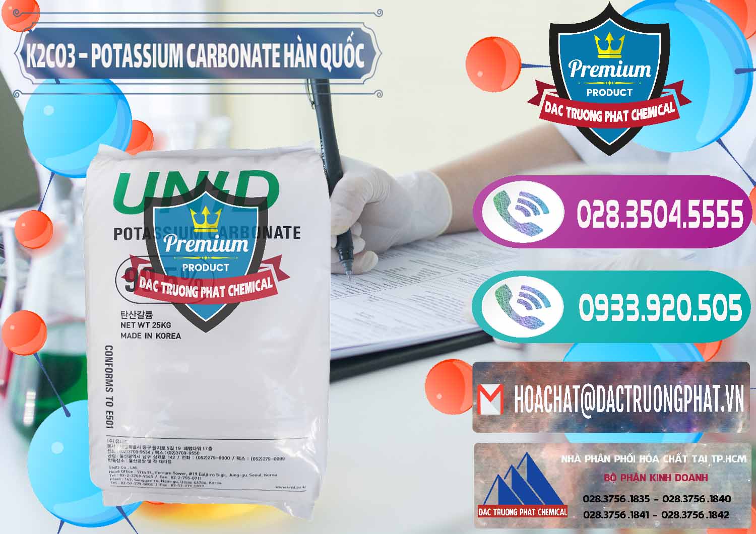 Chuyên nhập khẩu và bán K2Co3 – Potassium Carbonate Unid Hàn Quốc Korea - 0081 - Đơn vị chuyên phân phối - bán hóa chất tại TP.HCM - hoachatxulynuoc.com