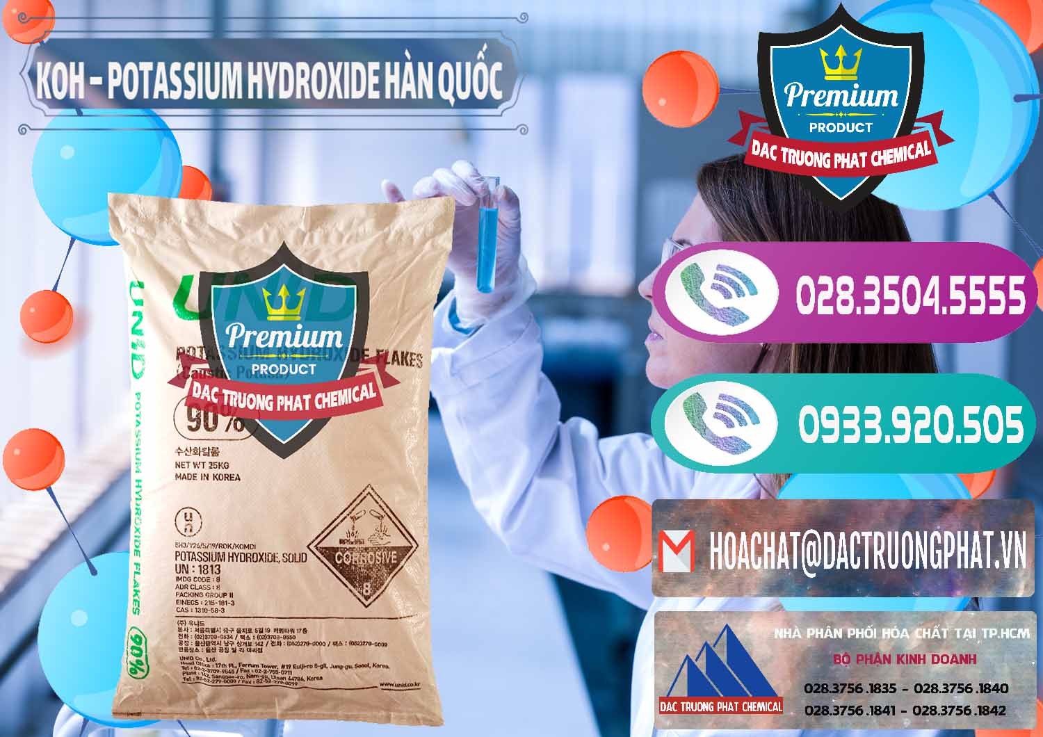 Cty chuyên bán - cung ứng KOH ( 90%) – Potassium Hydroxide Unid Hàn Quốc Korea - 0090 - Nơi cung cấp ( phân phối ) hóa chất tại TP.HCM - hoachatxulynuoc.com