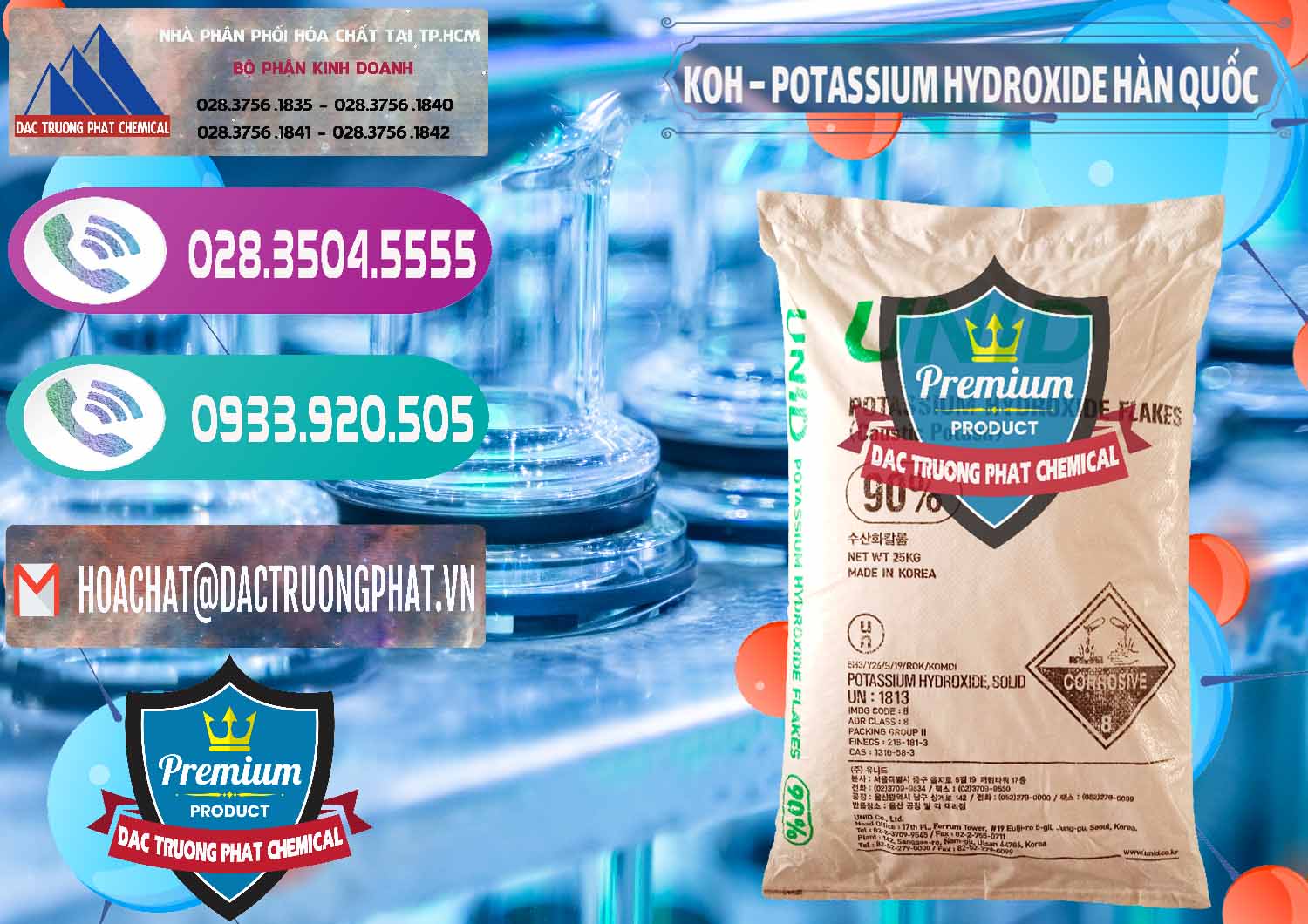 Nhà nhập khẩu ( bán ) KOH ( 90%) – Potassium Hydroxide Unid Hàn Quốc Korea - 0090 - Chuyên bán _ cung cấp hóa chất tại TP.HCM - hoachatxulynuoc.com