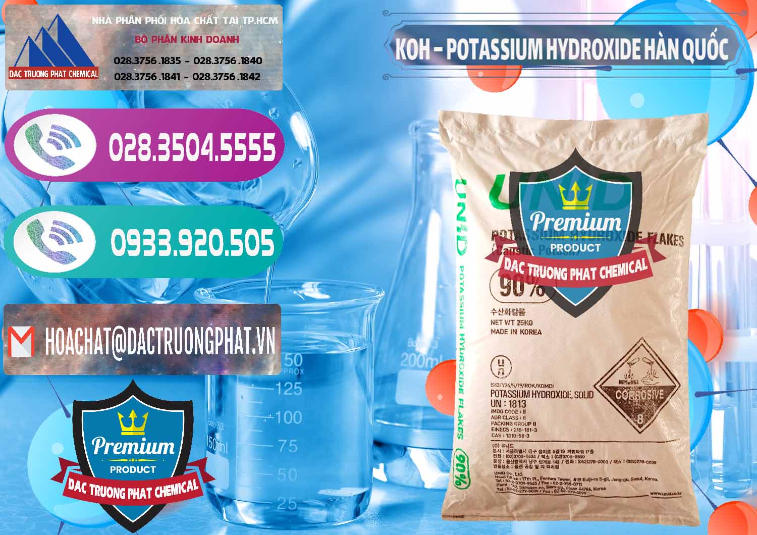 Nơi cung cấp ( bán ) KOH ( 90%) – Potassium Hydroxide Unid Hàn Quốc Korea - 0090 - Cty cung cấp - phân phối hóa chất tại TP.HCM - hoachatxulynuoc.com