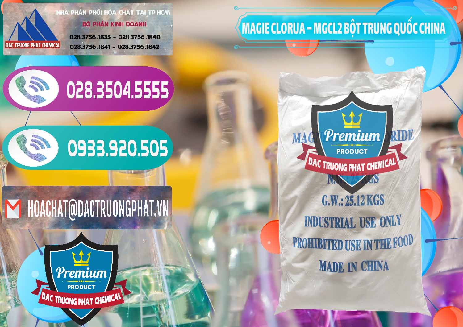 Nơi cung cấp _ bán Magie Clorua – MGCL2 96% Dạng Bột Bao Chữ Xanh Trung Quốc China - 0207 - Công ty phân phối ( bán ) hóa chất tại TP.HCM - hoachatxulynuoc.com
