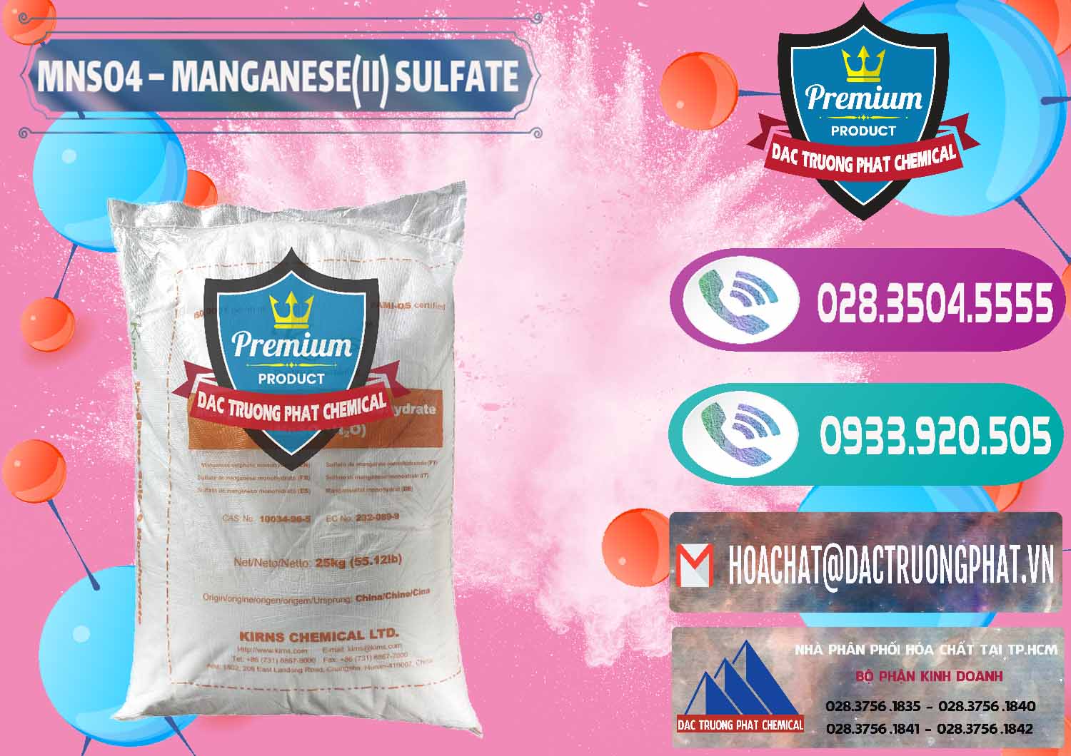 Cty chuyên bán ( cung ứng ) MNSO4 – Manganese (II) Sulfate Kirns Trung Quốc China - 0095 - Công ty kinh doanh & phân phối hóa chất tại TP.HCM - hoachatxulynuoc.com