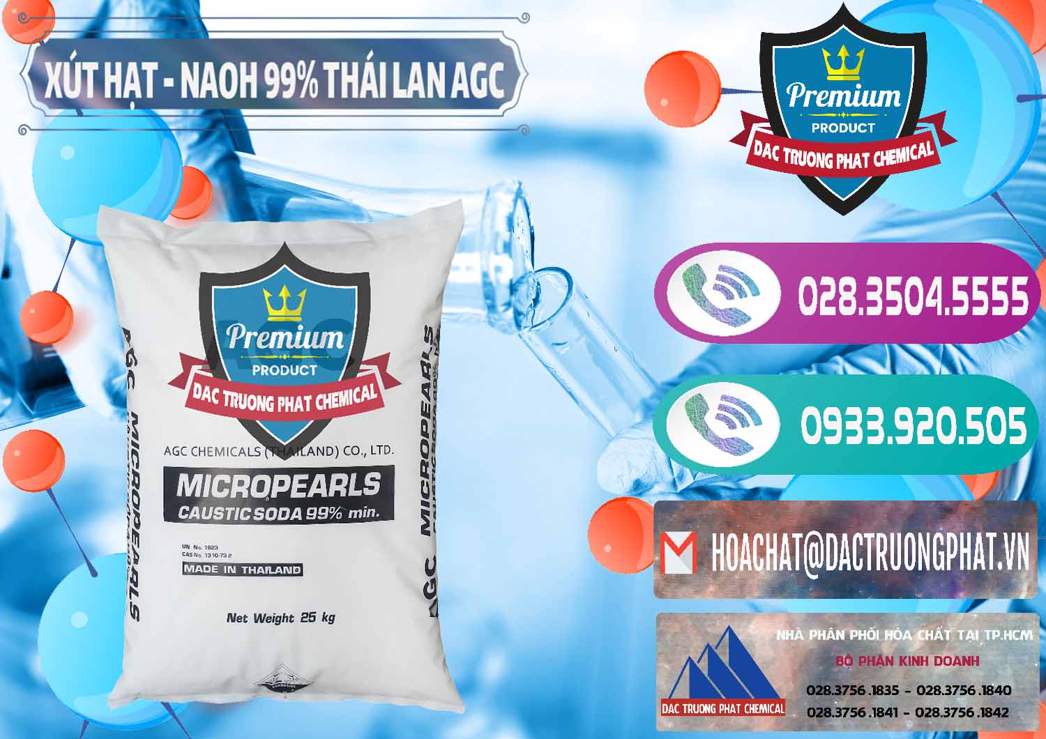 Cty nhập khẩu - bán Xút Hạt - NaOH Bột 99% AGC Thái Lan - 0168 - Nhà nhập khẩu - cung cấp hóa chất tại TP.HCM - hoachatxulynuoc.com