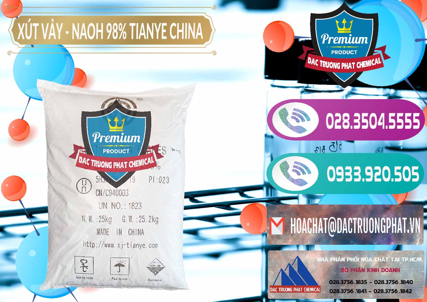 Cty phân phối và bán Xút Vảy - NaOH Vảy 98% Tianye Trung Quốc China - 0177 - Nơi chuyên nhập khẩu và phân phối hóa chất tại TP.HCM - hoachatxulynuoc.com