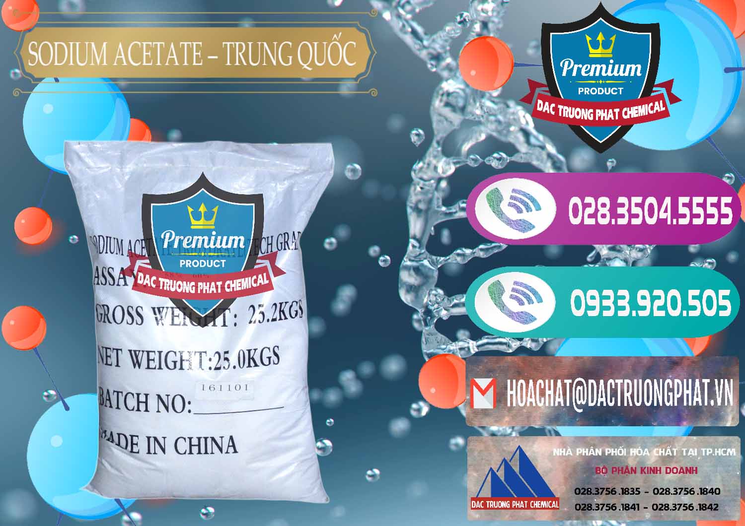 Nơi chuyên cung cấp và bán Sodium Acetate - Natri Acetate Trung Quốc China - 0134 - Cty chuyên phân phối - bán hóa chất tại TP.HCM - hoachatxulynuoc.com