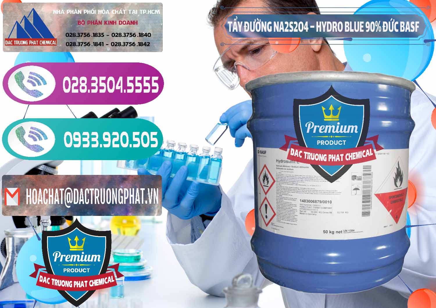 Công ty phân phối & bán Tẩy Đường NA2S2O4 – Hydro Blue 90% Thùng Lùn BASF Đức Germany - 0157 - Nhà nhập khẩu _ cung cấp hóa chất tại TP.HCM - hoachatxulynuoc.com