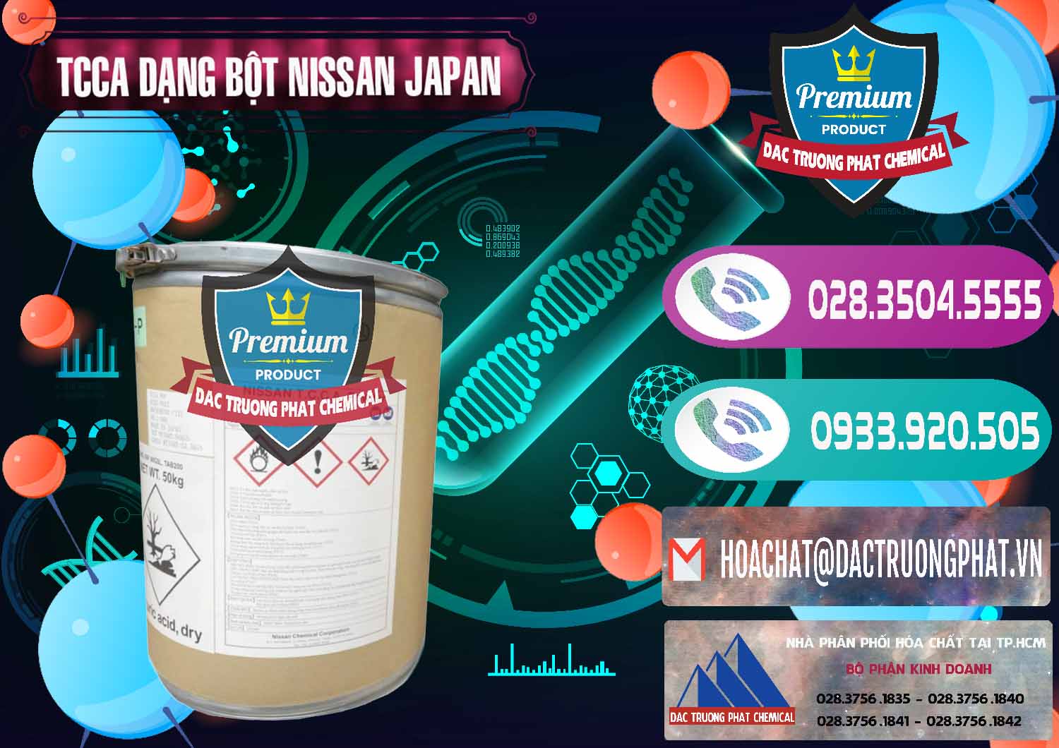 Nơi chuyên nhập khẩu và bán TCCA - Acid Trichloroisocyanuric 90% Dạng Bột Nissan Nhật Bản Japan - 0375 - Nơi cung cấp - phân phối hóa chất tại TP.HCM - hoachatxulynuoc.com