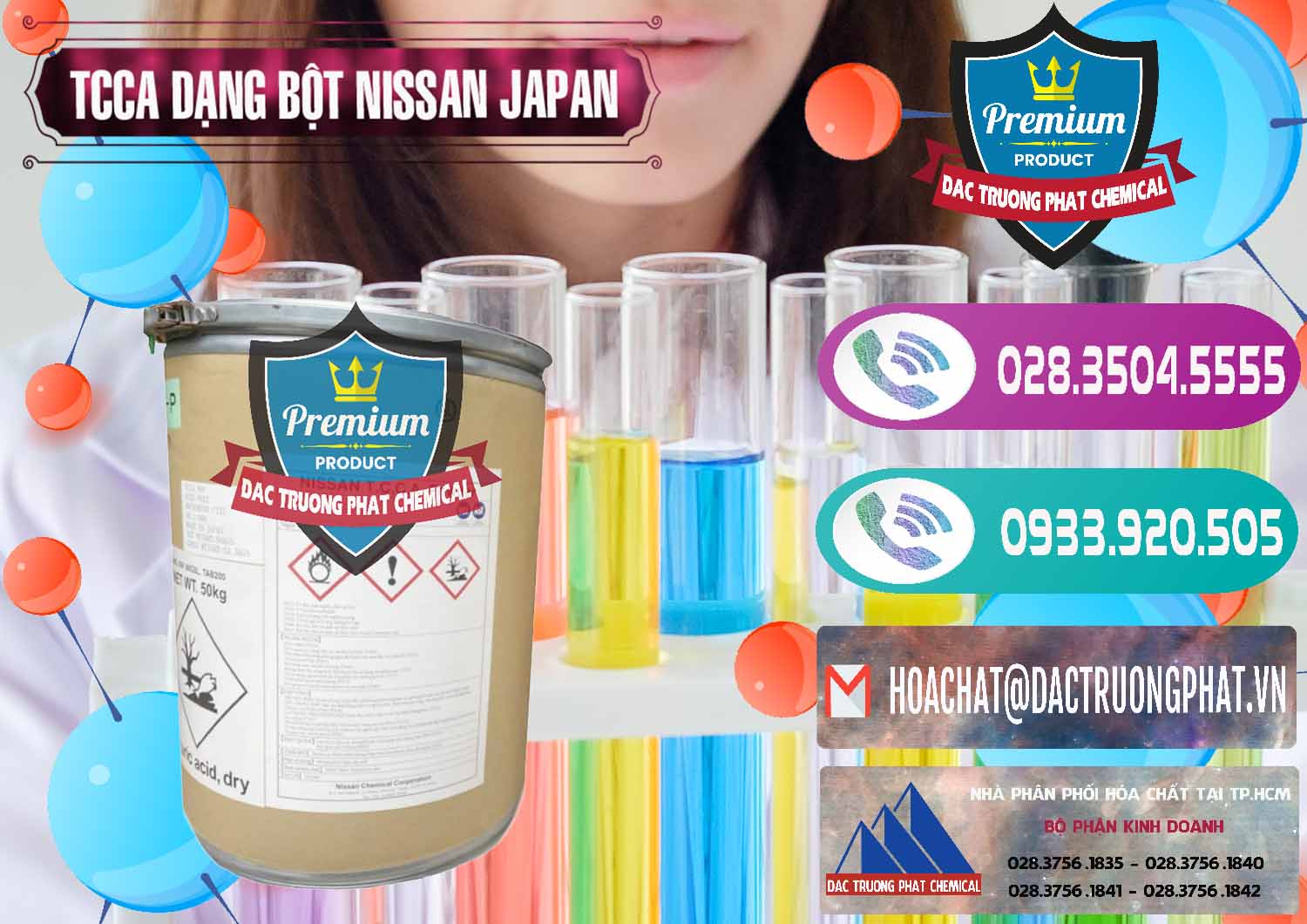 Đơn vị phân phối _ bán TCCA - Acid Trichloroisocyanuric 90% Dạng Bột Nissan Nhật Bản Japan - 0375 - Kinh doanh và cung cấp hóa chất tại TP.HCM - hoachatxulynuoc.com