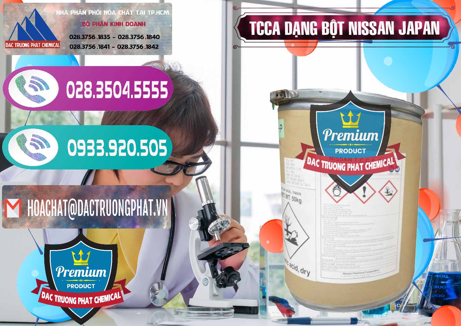Nhập khẩu ( bán ) TCCA - Acid Trichloroisocyanuric 90% Dạng Bột Nissan Nhật Bản Japan - 0375 - Đơn vị nhập khẩu & cung cấp hóa chất tại TP.HCM - hoachatxulynuoc.com