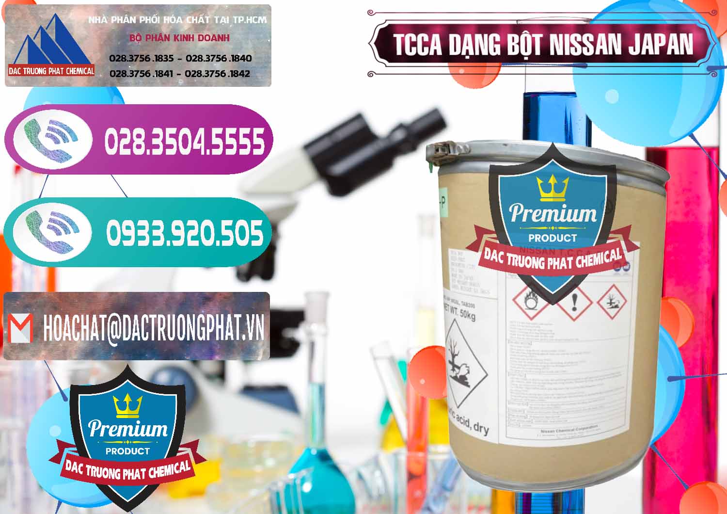 Chuyên phân phối ( bán ) TCCA - Acid Trichloroisocyanuric 90% Dạng Bột Nissan Nhật Bản Japan - 0375 - Nhà cung cấp & phân phối hóa chất tại TP.HCM - hoachatxulynuoc.com