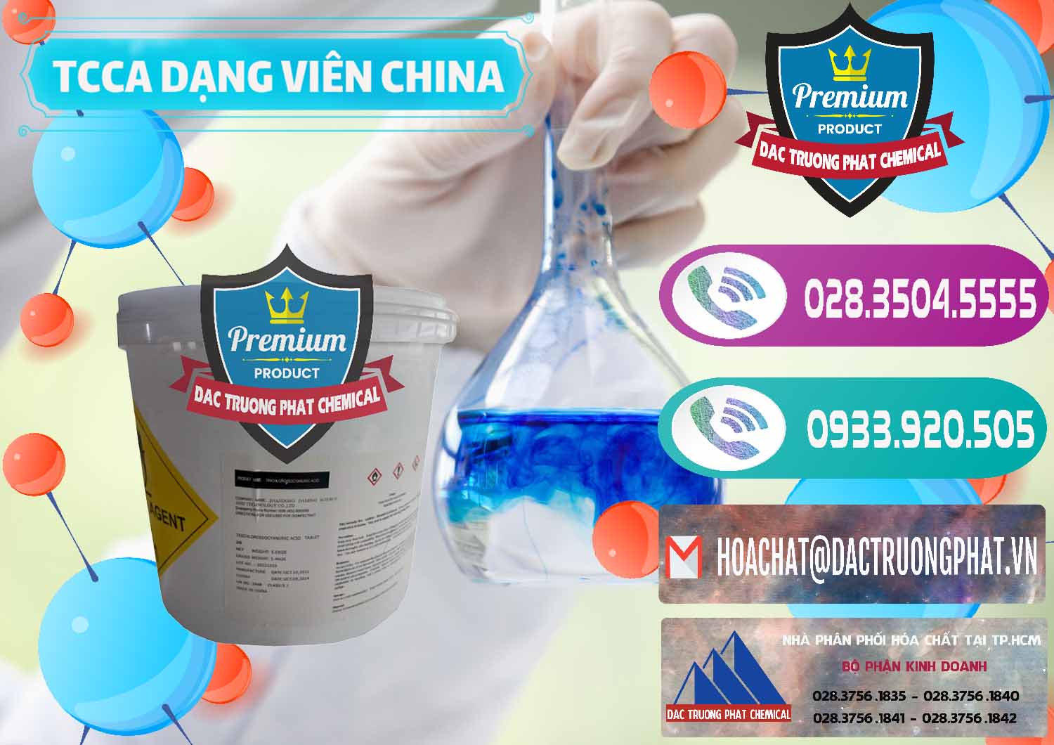 Chuyên kinh doanh _ bán TCCA - Acid Trichloroisocyanuric Dạng Viên Thùng 5kg Trung Quốc China - 0379 - Cty cung cấp & phân phối hóa chất tại TP.HCM - hoachatxulynuoc.com