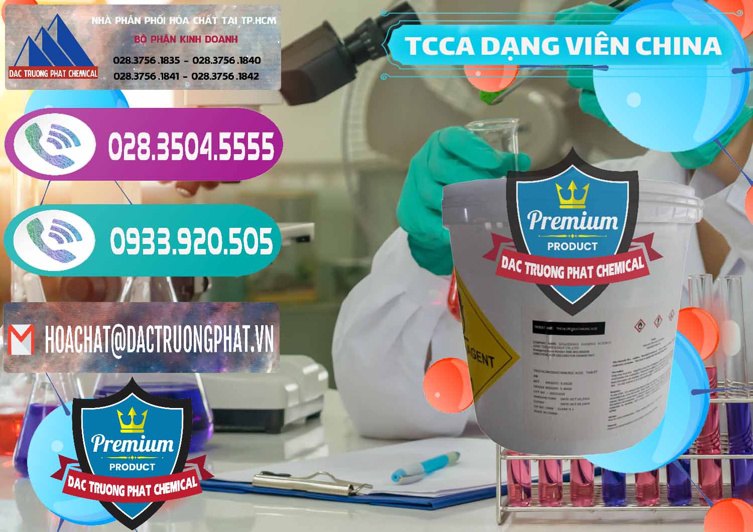 Chuyên phân phối và bán TCCA - Acid Trichloroisocyanuric Dạng Viên Thùng 5kg Trung Quốc China - 0379 - Công ty phân phối - nhập khẩu hóa chất tại TP.HCM - hoachatxulynuoc.com