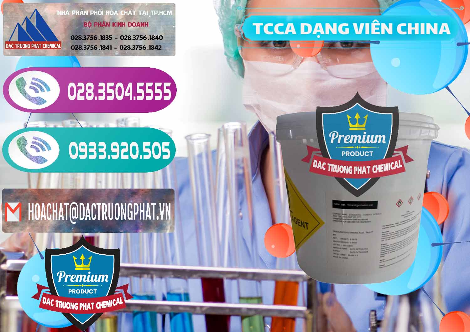 Chuyên phân phối & bán TCCA - Acid Trichloroisocyanuric Dạng Viên Thùng 5kg Trung Quốc China - 0379 - Kinh doanh & cung cấp hóa chất tại TP.HCM - hoachatxulynuoc.com