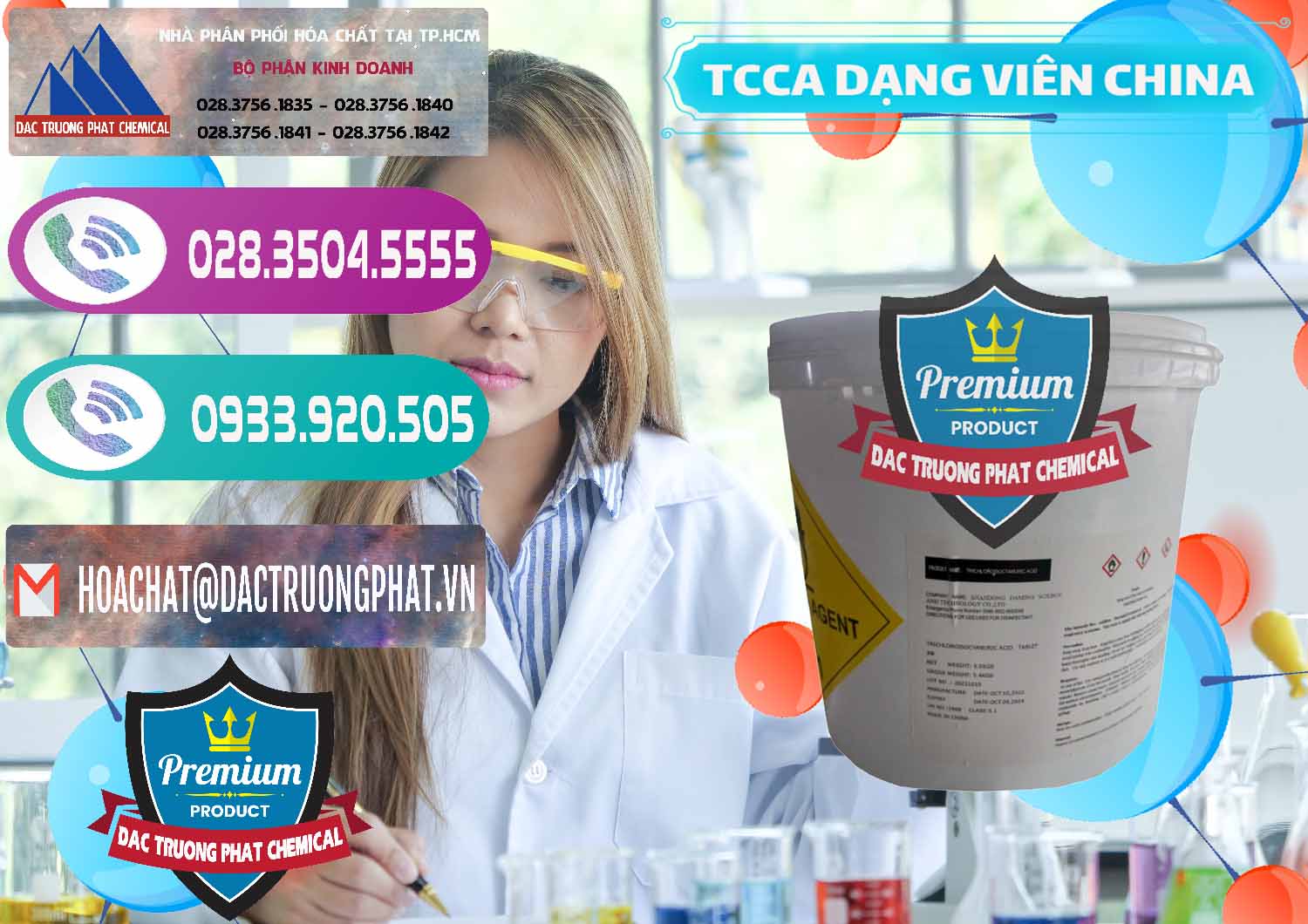 Cty chuyên cung cấp - bán TCCA - Acid Trichloroisocyanuric Dạng Viên Thùng 5kg Trung Quốc China - 0379 - Công ty phân phối & bán hóa chất tại TP.HCM - hoachatxulynuoc.com