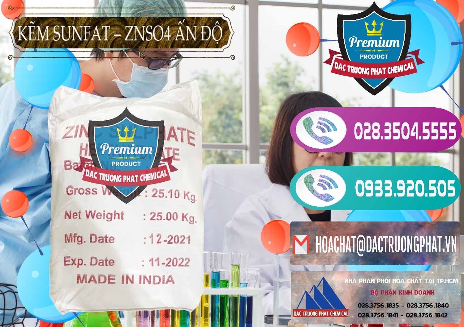 Công ty phân phối ( bán ) Kẽm Sunfat – ZNSO4.7H2O Ấn Độ India - 0417 - Nơi chuyên phân phối và bán hóa chất tại TP.HCM - hoachatxulynuoc.com