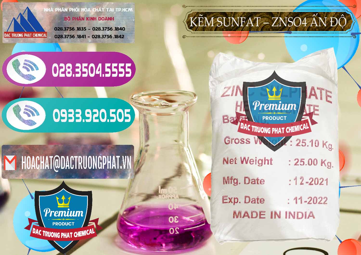 Đơn vị nhập khẩu - bán Kẽm Sunfat – ZNSO4.7H2O Ấn Độ India - 0417 - Cty phân phối ( cung cấp ) hóa chất tại TP.HCM - hoachatxulynuoc.com